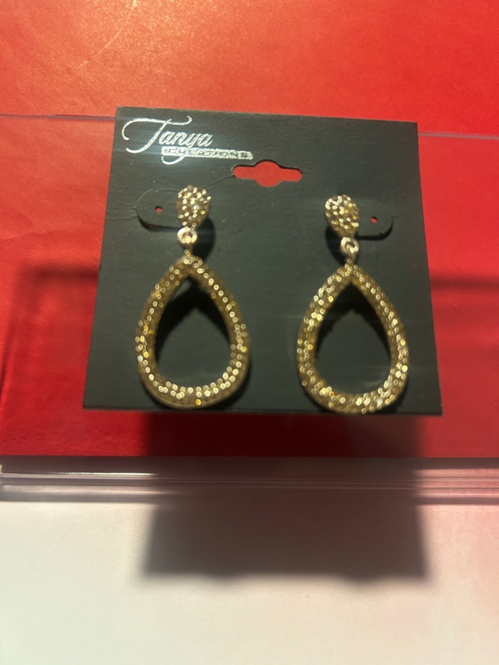 Gold Teardrop Crystal Hoop Earrings